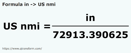 formule Duimen naar Amerikaanse zeemijlen - in naar US nmi