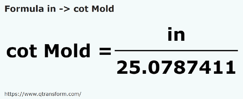 formula дюйм в локоть (Молдова - in в cot Mold