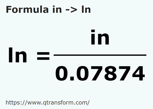 formula Pollici in Linee - in in ln
