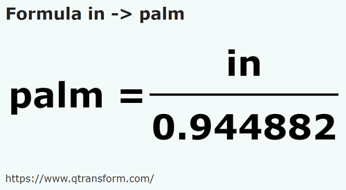 formula Pulgadas a Palmus - in a palm