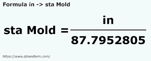 formula Inches to Fathoms (Moldova) - in to sta Mold