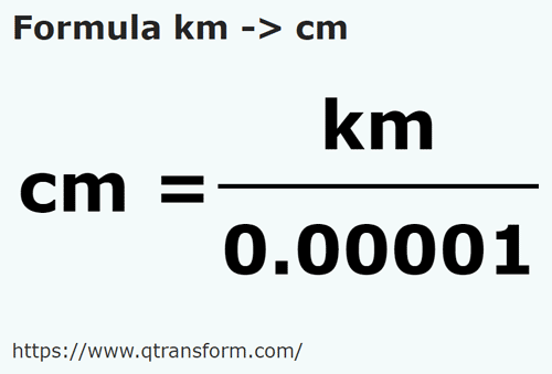 formula Kilometry na Centymetry - km na cm