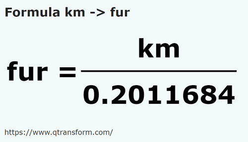 formula Kilometers to Stadions - km to fur