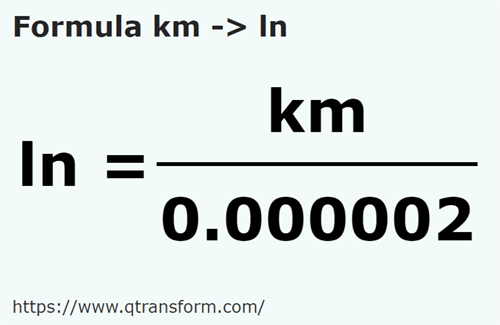 formulu Kilometre ila çizgi - km ila ln