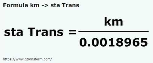 formula Kilometers to Fathoms (Transilvania) - km to sta Trans