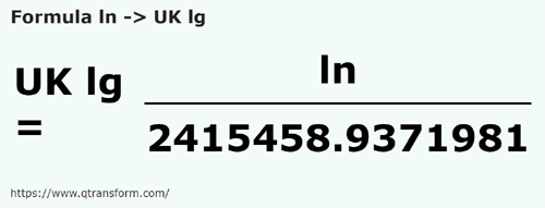 formulu çizgi ila BK fersahı - ln ila UK lg