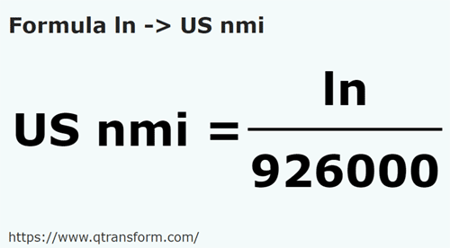 formula Linia na Mile morska amerykańskiej - ln na US nmi