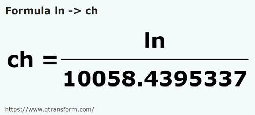 formule Lijn naar Ketting - ln naar ch