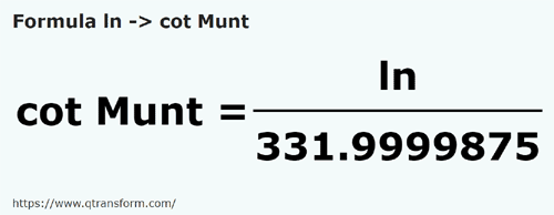 formula линия в локоть (Гора) - ln в cot Munt