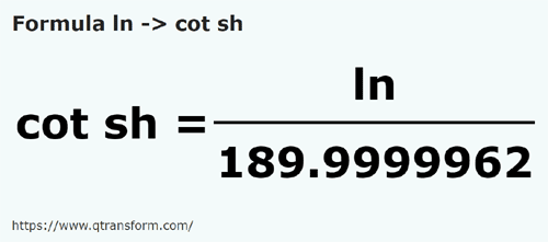 formula Lines to Short cubits - ln to cot sh