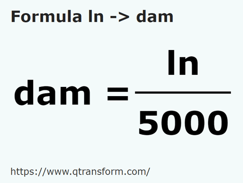 formula Lines to Decameters - ln to dam