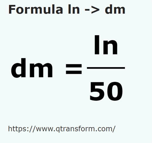 formula Linia na Decymetry - ln na dm