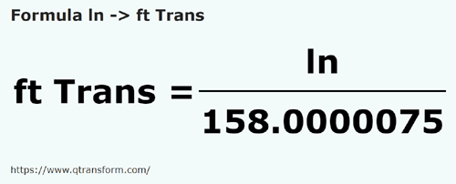 formula Linhas em Pés (Transilvânia) - ln em ft Trans