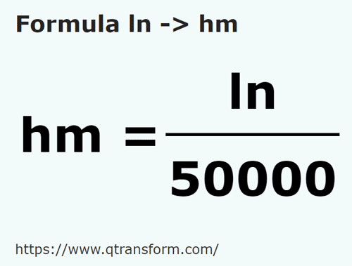 formula Líneas a Hectómetros - ln a hm