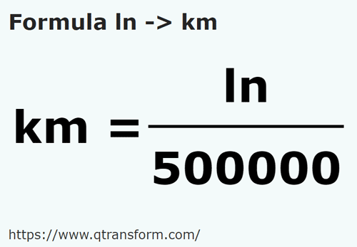 formula Lines to Kilometers - ln to km