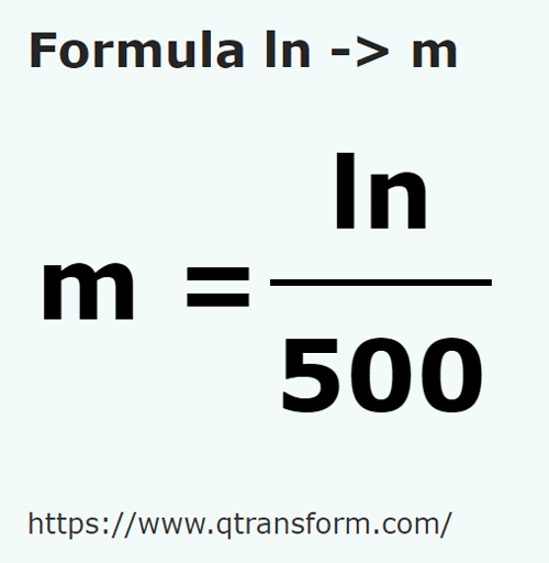 formula Linia na Metry - ln na m