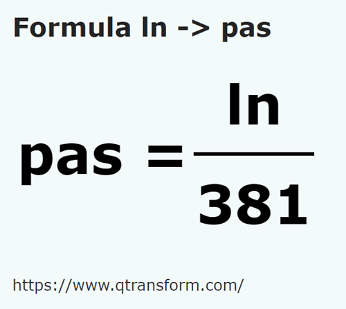 formula линия в шаги - ln в pas