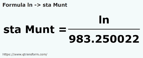 formula Linhas em Stânjens (Muntenia) - ln em sta Munt