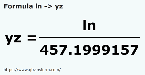 formula Linee in Iarde - ln in yz