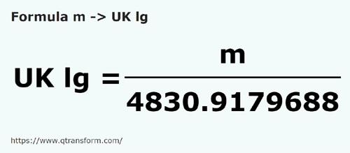 formula Metros em Léguas imperials - m em UK lg