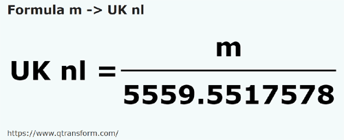 formula Meters to UK nautical leagues - m to UK nl