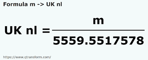 formule Mètres en Lieues nautiques britanniques - m en UK nl