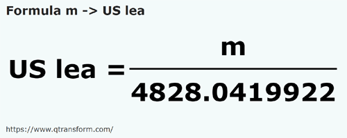 formula Metri in Lege americane - m in US lea
