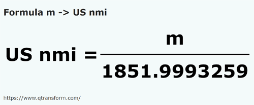 formula Metry na Mile morska amerykańskiej - m na US nmi