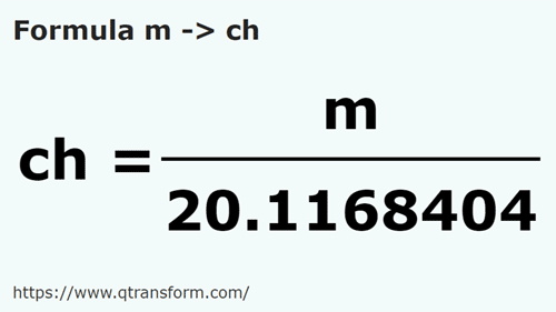 formula Meters to Chains - m to ch