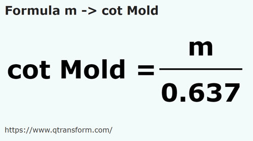 formula метр в локоть (Молдова - m в cot Mold