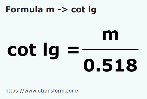 formule Mètres en Grande coudèes - m en cot lg