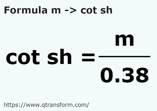 formula Meters to Short cubits - m to cot sh