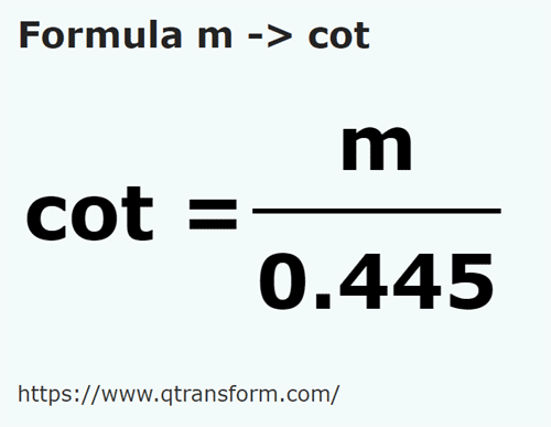 formula Meters to Cubits - m to cot