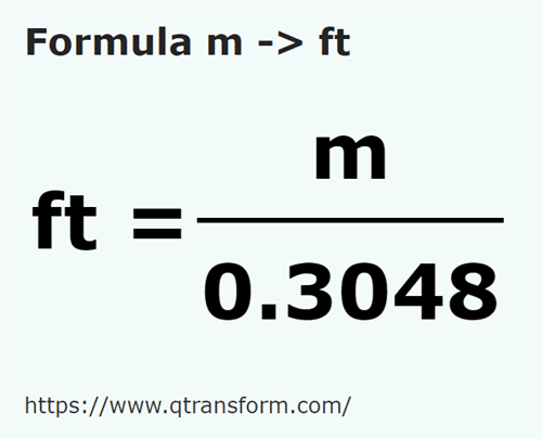 formula Metri in Picioare - m in ft