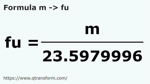 formula метр в веревка - m в fu