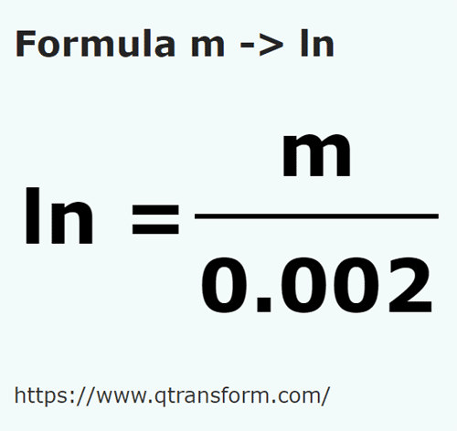 formula Metri in Linii - m in ln