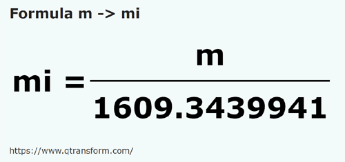 formula Metry na Mile - m na mi