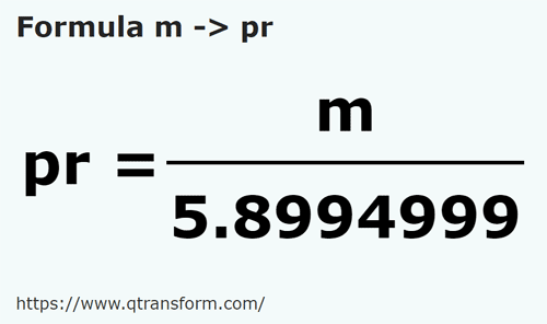 formula Meters to Poles - m to pr
