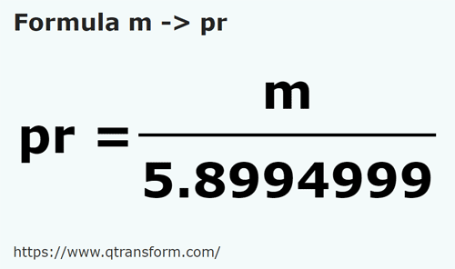 formula Metros em Varas - m em pr