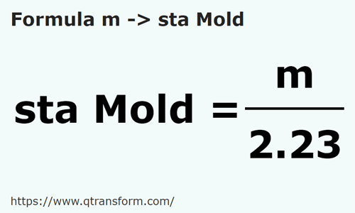 formule Mètres en Stânjens (Moldova) - m en sta Mold