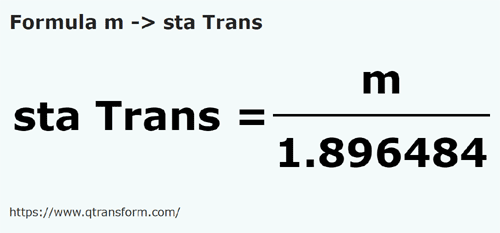 umrechnungsformel Meter in Stânjeni (Transilvania) - m in sta Trans