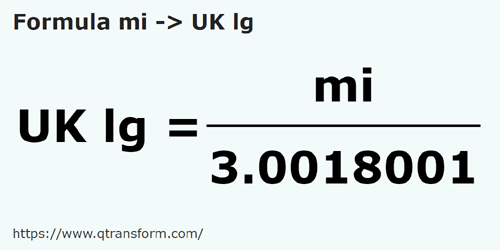 formula Mile in Leghe britanice - mi in UK lg