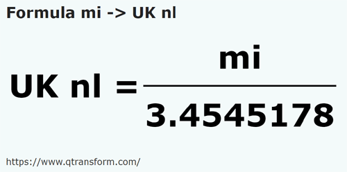 formula миля в Британская морская лига - mi в UK nl