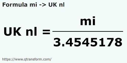 formula Miles to UK nautical leagues - mi to UK nl