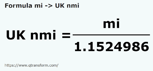 formula Mile in Mile marine britanice - mi in UK nmi