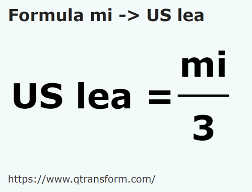 formula миля в Ли́га США - mi в US lea