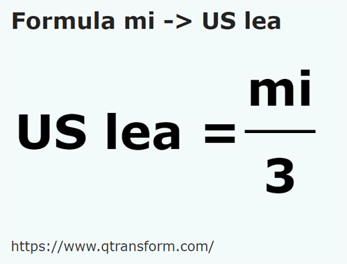 formula Milhas em Léguas americanas - mi em US lea