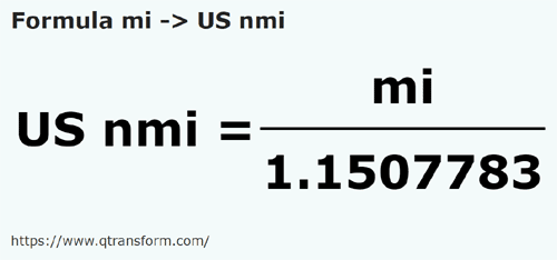 formulu Mil ila ABD deniz mili - mi ila US nmi