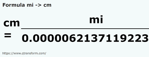 formula Mile in Centimetri - mi in cm