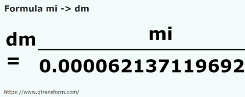formula Mile in Decimetri - mi in dm